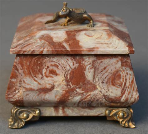 russan stone metal footed box lizard handle|Russian Jasper Stone And Bronze Lizard Lidded Box .